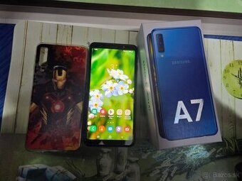 Samsung A7 2018 dual sim modrý v dobrom stave plne funkčný p - 1