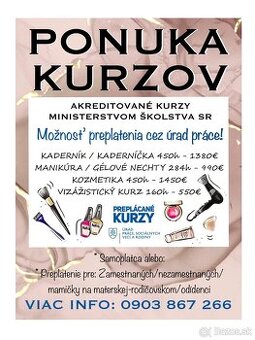 Akreditované kurzy  - Kozmetika, Kaderníctvo, Manikúra,