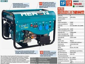 Elektrocentrála HERON BENZIN/LPG/NG 2,4kW