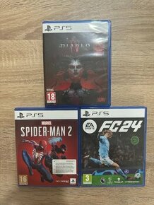 PS5 hry Diablo 4, Spider Man 2, FC24