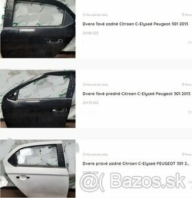 Citroen C-Elyseé 2013 PREDáM Dvere ľavé zadné Citroen C-Elys