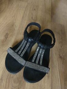 Čierne sandále s kamienkami Jenny Fairy