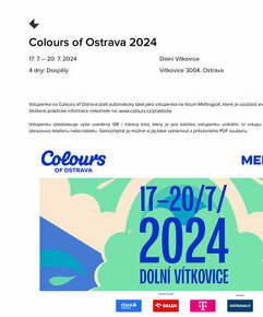 Vstupenka na festival Colours of Ostrava 4 dni