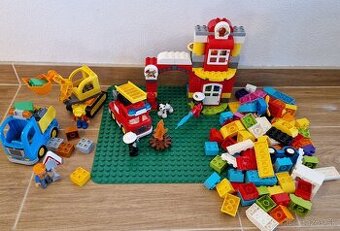 Lego duplo hasičská stanica + stavenisko + základné lego + p