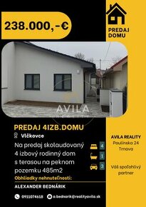 NA PREDAJ: skolaudovaný 4 izbový rodinný dom (A) na pozemku 