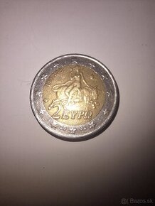 2 euro minca, 2002 grécko S, chyba tlače kúsok kovu