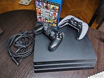 Playstation 4 PRO, 1TB, +2 ovládače +2 hry +kabeláž.