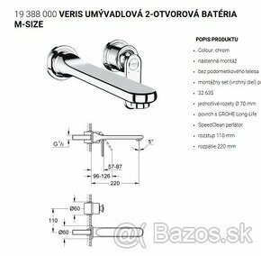 GROHE VERIS nástenná umývadlová batéria