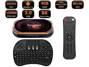 Android 11 TV Box, Transpeed X4, 4/32GB, S905X4, Kláv. s Tou - 1