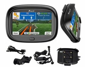 Motocyklová GPS navigácia, vodeodolná, BT, LCD4.3" mapy 2024