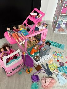 Barbie karavan + Barbie bábiky + príslušenstvo