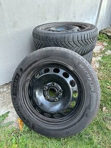 Plechové disky +Zimne pneu Michelin 205/55 R16 5x112 - 1