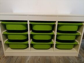IKEA - Trofast Biela + zelené úložné boxy (9 ks)