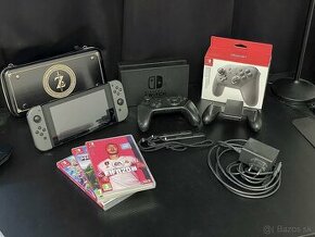 Nintendo switch grey, 7 hier, pro controller, 200gb