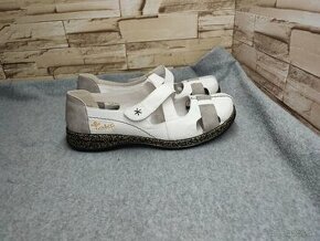 Rieker 42 - dámske kožené biele topánky