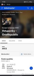 Onerepublic 2x vstupenky státie