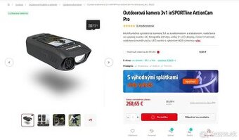 Na predaj Outdoorová kamera 3v1 inSPORTline ActionCam Pro