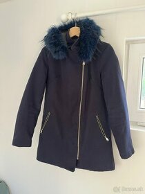 Tmavomodrý kabát s kapucňou - 1