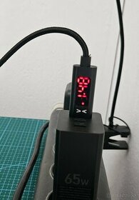 USB C/Micro napájací kábel s ukazovateľom napátia a prúdu 1m - 1