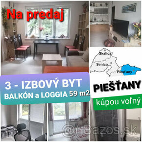 3 IZBOVÝ BYT BALKÓN a LOGGIA 59m2+ZNAL. POSUDOK -CENTRUM