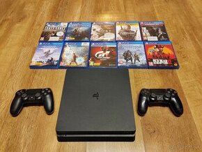 Predám PS4 slim 500 GB s dvoma ovládačmi