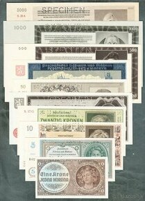 Staré bankovky PROTEKTORÁT KOMPLET SESTAVA bezvadný stav