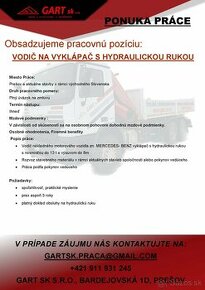 VODIČ NÁKLADNÉHO VOZIDLA - HYDRAULICKÁ RUKA