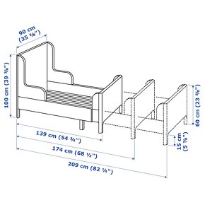 IKEA BUSUNGE - Rozkladacia detská posteľ biela  80x200 cm