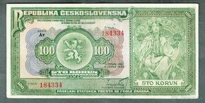 Staré bankovky 100 korun 1920 pěkný stav