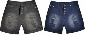 Rifľové šedé a modré krátke nohavice, M/L - 1