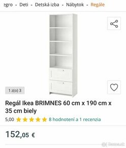 Skriňova polica Ikea Brimnes 50€ a 2 nočné stolíky 20€