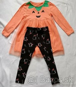 Halloween saty tekvica + leginy velkost 3-4 roky/104 - 1