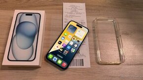 iPhone 15 Blue 128GB kvalitna folia predok zadok bateria 100