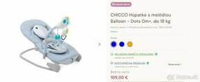 CHICCO Húpatko s melódiou Balloon - Dots 0m+, do 18 kg