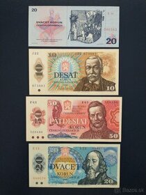 bankovky ČSSR 10Kčs, 20Kčs, 50Kčs   UNC