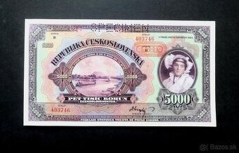 5000 korun 1920 serie B pretisk PROTEKTORAT UNC  - 1