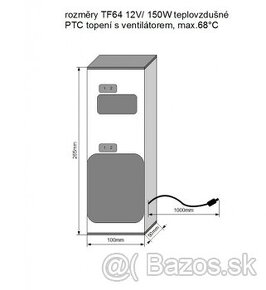 Elektrické PTC kúrenie DC12V/150w TF64