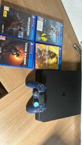 Playstation 4 slim 1ovladac+4hry