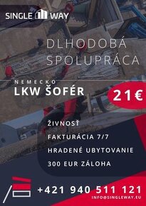 LKW VODIČ / NEMECKO / 21€/h.