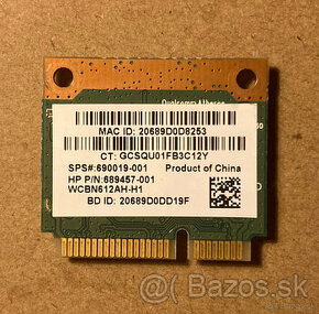 Predám wifi kartu s bluetooth Qualcomm Atheros QCWB335