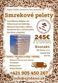 Drevené Pelety smrek ENplus A1 6mm - Dovoz ORAVA