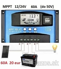 Solarny regulator 12/24V-60A do 50 Voltov