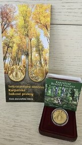 Zlata zberatelska minca 100€ Karpatske Bukove Pralesy 2015