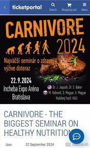 Predám 1 vstupenku na Carnivore seminár