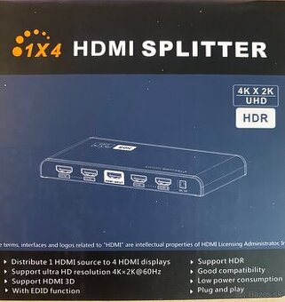 Splitter PremiumCord HDMI 2.0 (1-4 port) - Rozbočovač so 4 H