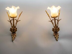 Starožitné párové lampy ze zlaceného bronzu