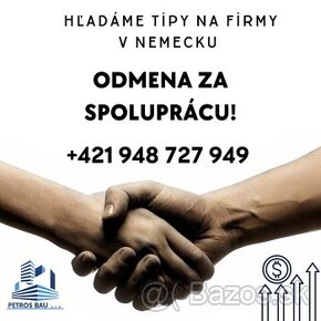 Hľadáme tipy na firmy v Nemecku – Odmena za spoluprácu