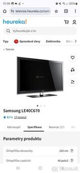 Predam LED TV Samsung LE40C670M1S uhl. 102cm