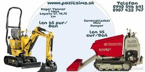 Prenajom minibagr , dumper , vibracna doska , rotavator