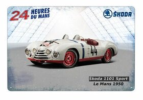 cedule plechová - automobil Škoda 1101 Sport - Le Mans 1950 - 1